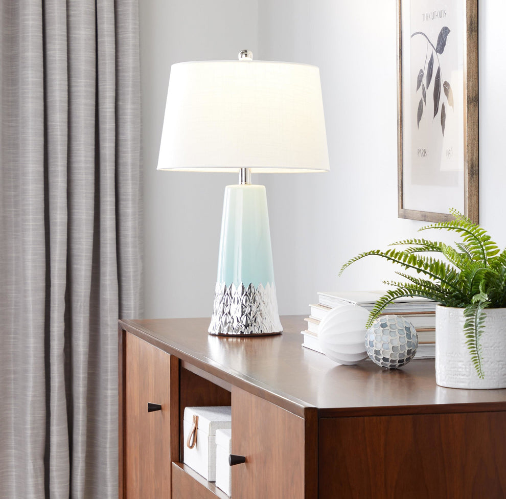 Penelope 22" Ceramic Table Lamp Blue By LumiSource | Table Lamps | Modishstore