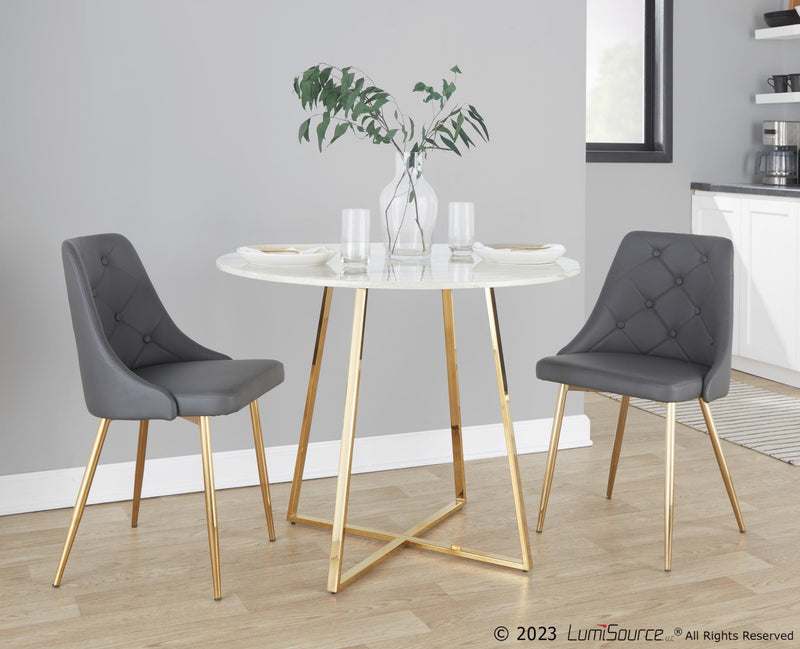 Marche Chair - Set of 2 Gold Metal, Black PU By LumiSource | Dining Chairs | Modishstore - 8