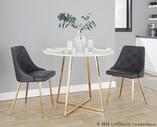 Marche Chair - Set of 2 Gold Metal, Black PU By LumiSource | Dining Chairs | Modishstore