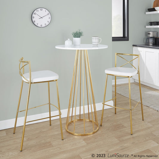 Canary Cece Bar Table Gold White By LumiSource | Bar Tables | Modishstore