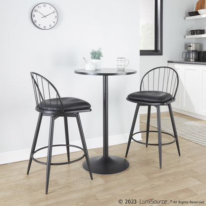 Riley 26" Fixed-Height Counter Stool - Set of 2 Black By LumiSource | Counter Stools | Modishstore