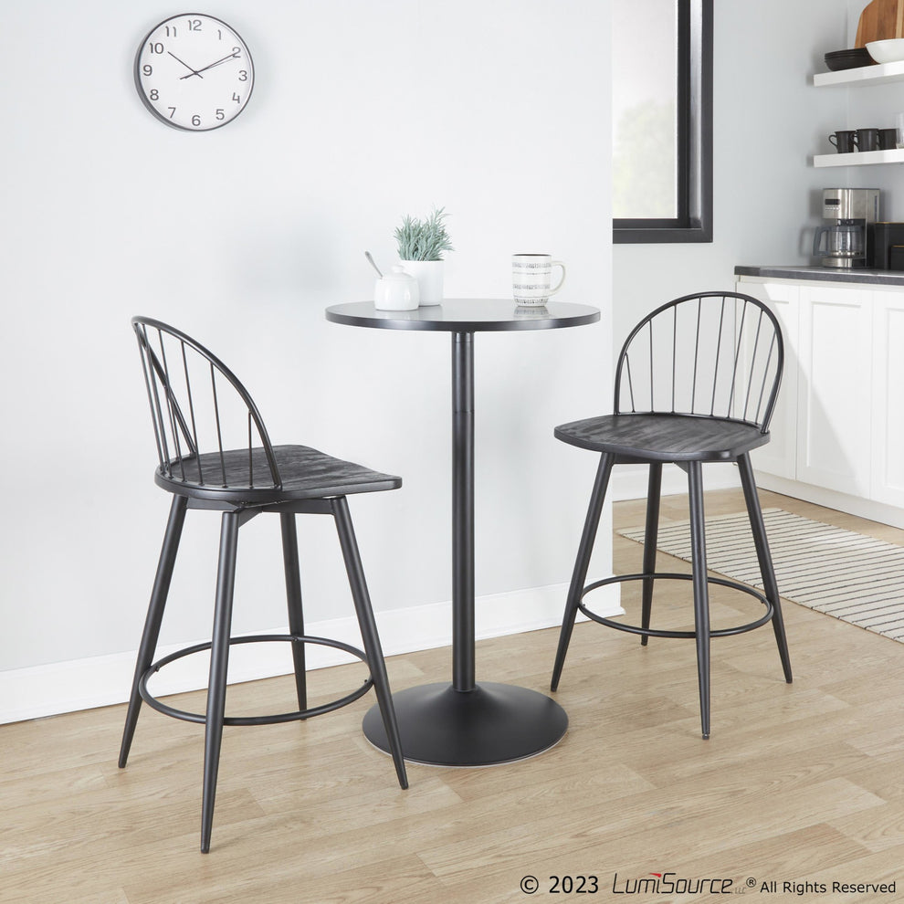 Riley 26" Fixed-Height Counter Stool - Set of 2 Black By LumiSource | Counter Stools | Modishstore - 2