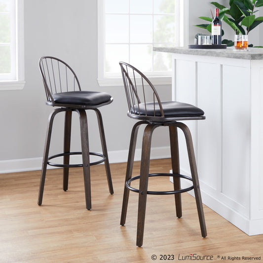 Riley 30" Fixed-Height Barstool - Set of 2 Brown By LumiSource | Bar Stools | Modishstore