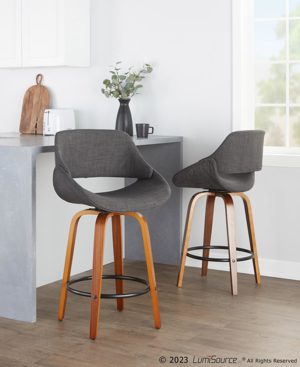 Fabrico 26" Fixed-Height Counter Stool - Set of 2 Gray Black By LumiSource | Counter Stools | Modishstore
