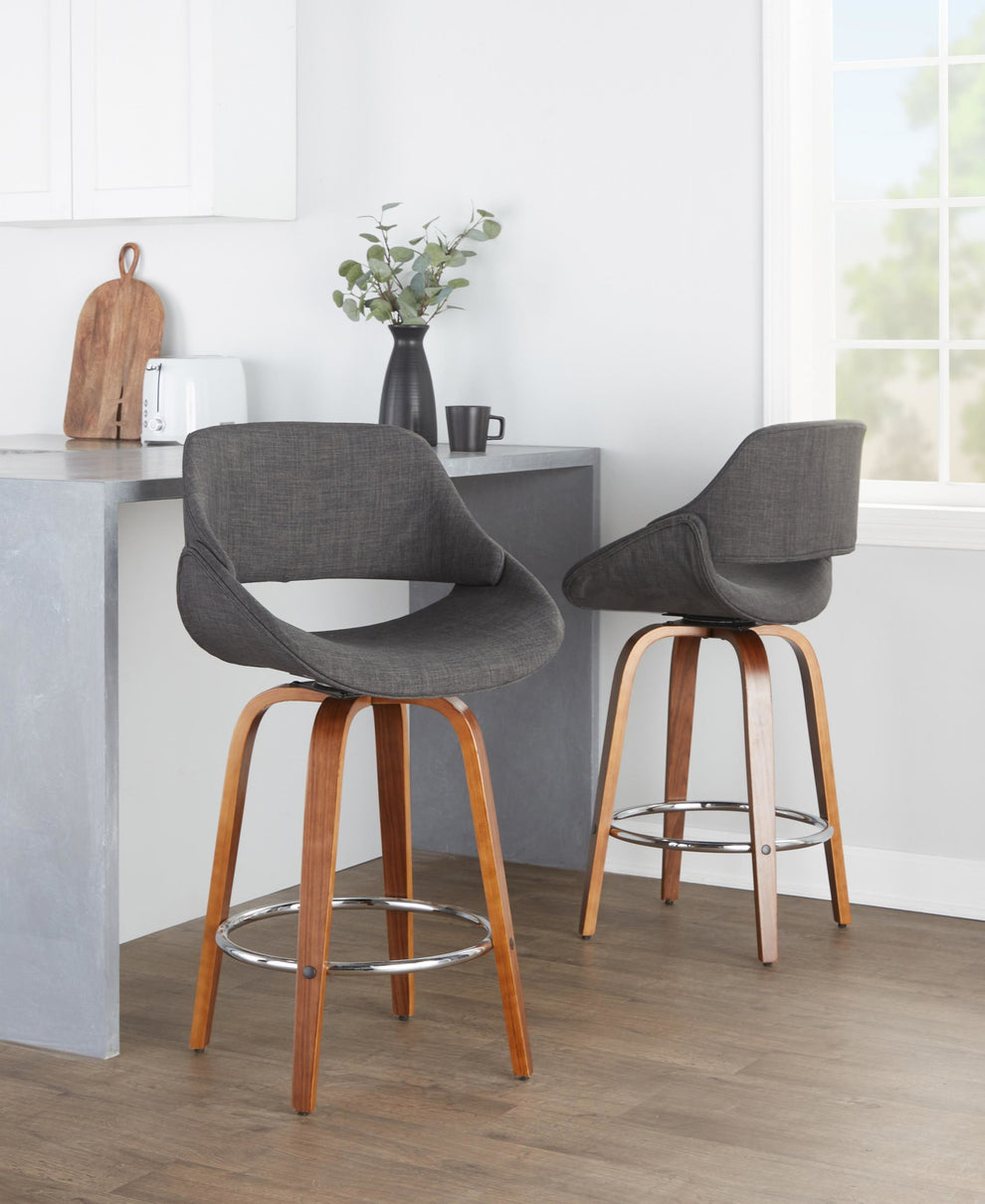 Fabrico 26" Fixed-Height Counter Stool - Set of 2 Gray Black By LumiSource | Counter Stools | Modishstore - 10