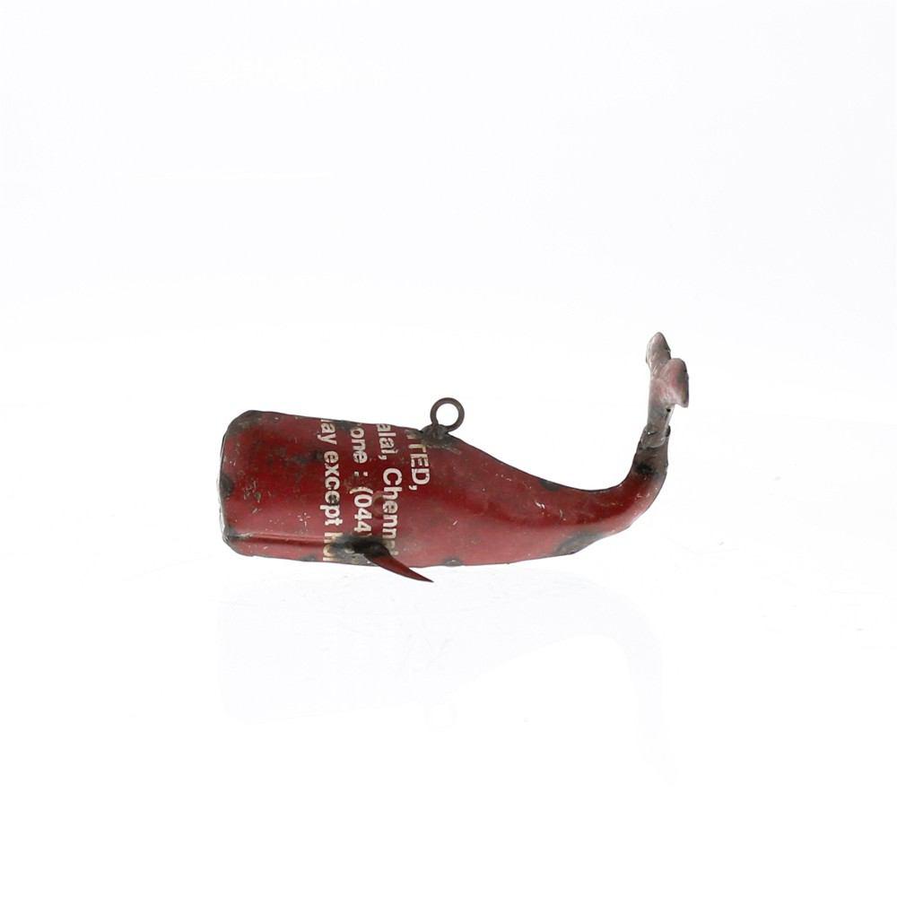 HomArt Reclaimed Metal Whale Ornament - Red - Set of 4-4