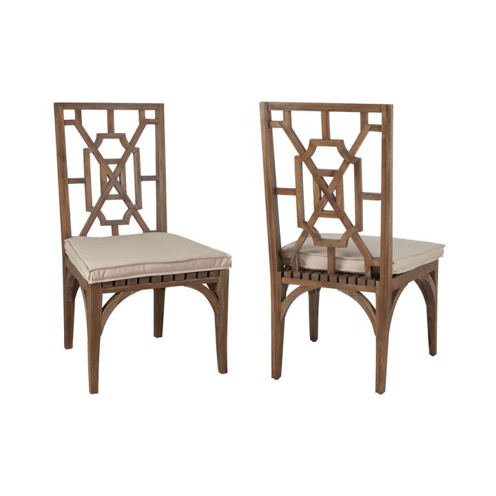 Teak Patio Dining Chair Cushion in Cream ELK Home | Dining Chairs | Modishstore