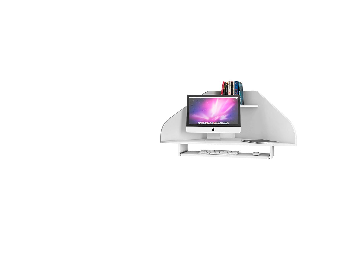 Manhattan Comfort Bradley Floating Corner Desk with Keyboard Shelf in White | Desks | Modishstore-2