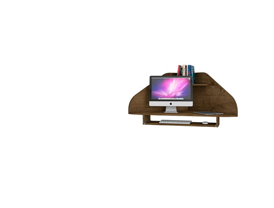 Manhattan Comfort Bradley Floating Corner Desk with Keyboard Shelf in Rustic Brown | Desks | Modishstore