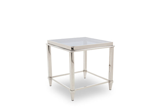 Modrest Agar Modern Glass & Stainless Steel End Table | Modishstore | End Tables