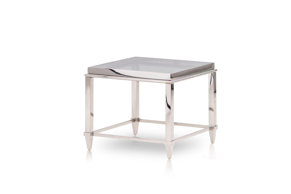 Modrest Agar Modern Glass & Stainless Steel End Table | Modishstore | End Tables-2
