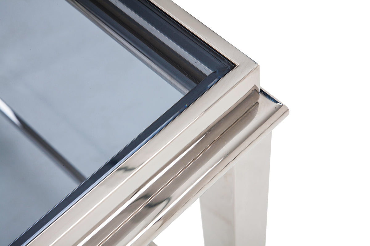 Modrest Agar Modern Glass & Stainless Steel End Table | Modishstore | End Tables-3