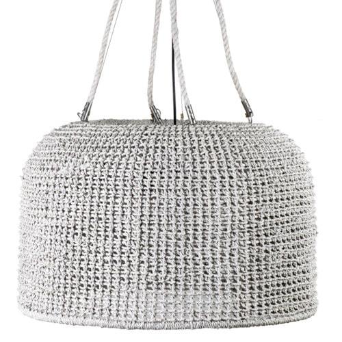 24" Delphine Woven Natural Rope  Chandelier, White by Jeffan | Chandeliers | Modishstore - 2