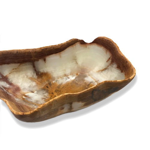 Raw Edge Natural Onyx Bowl - Large - Ivory/Tan/Brown | ModishStore | Decorative Bowls