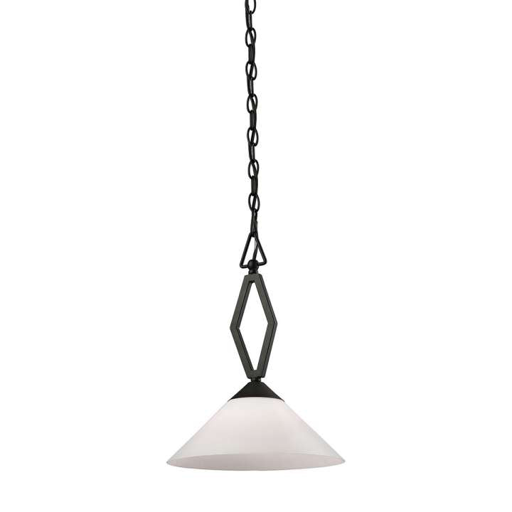 Tribecca 1-Light Mini Pendant in Oil Rubbed Bronze with White Glass | Pendant Lamps | Modishstore
