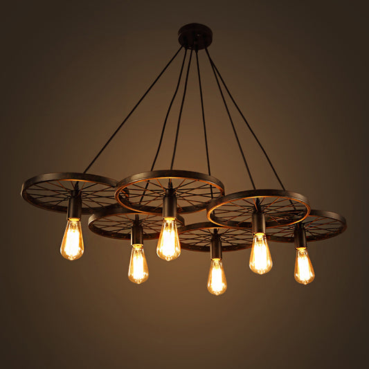 Lilian 6-light Black 41-inch Edison Chandelier with Bulbs By Homeroots | Chandeliers | Modishstore