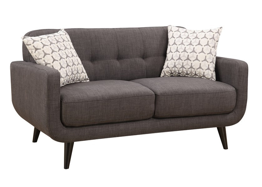 Charcoal Mid-Century Polyester Fabric Love Seat By Homeroots | Loveseats | Modishstore