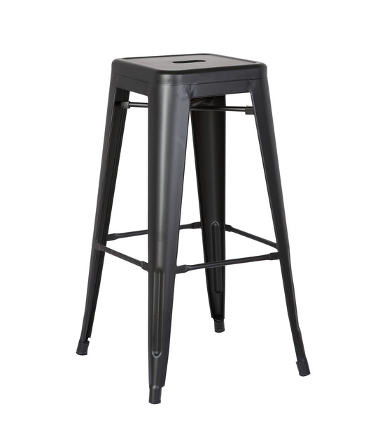 30" Matte Black Backless Metal Barstool With a Set of 2 By Homeroots | Bar Stools | Modishstore