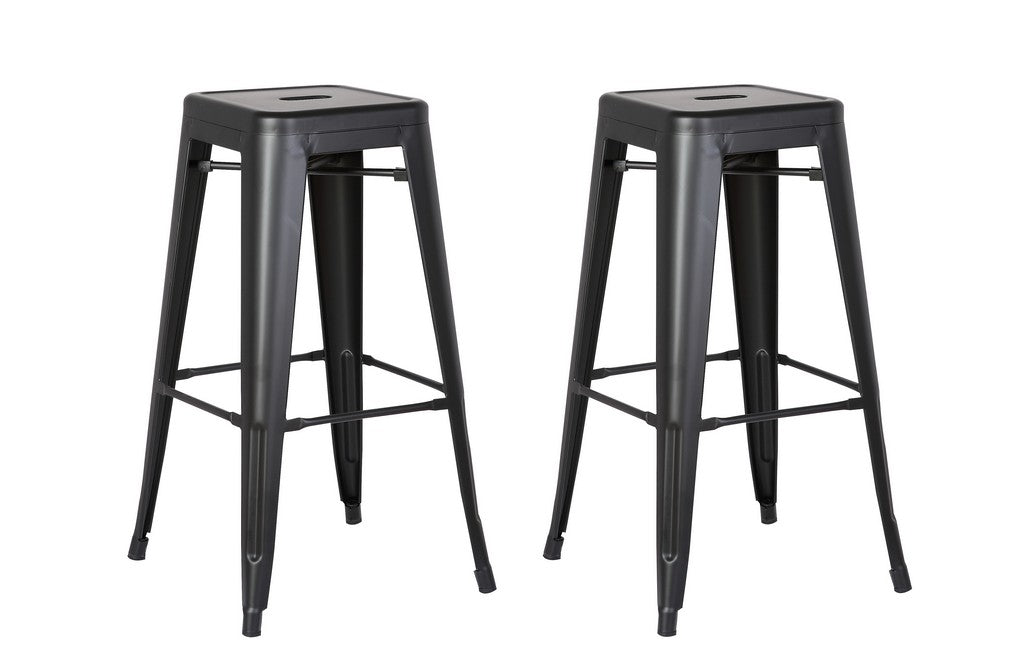 30" Matte Black Backless Metal Barstool With a Set of 2 By Homeroots | Bar Stools | Modishstore - 6