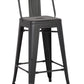 30" Matte Black Metal Barstool with Back In A Set of 2 By Homeroots | Bar Stools | Modishstore