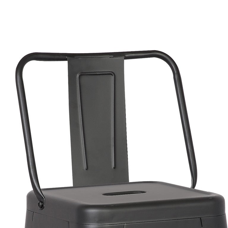 30" Matte Black Metal Barstool with Back In A Set of 2 By Homeroots | Bar Stools | Modishstore - 2