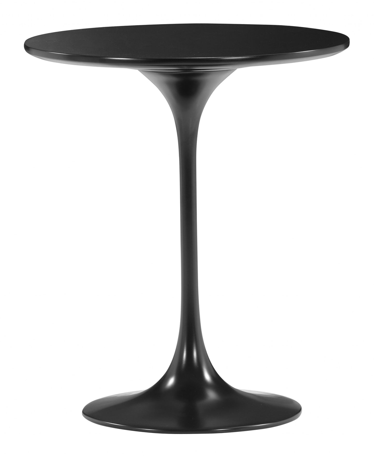23" Black Manufactured Wood and Steel Round Pedestal End Table By Homeroots | End Tables | Modishstore - 2