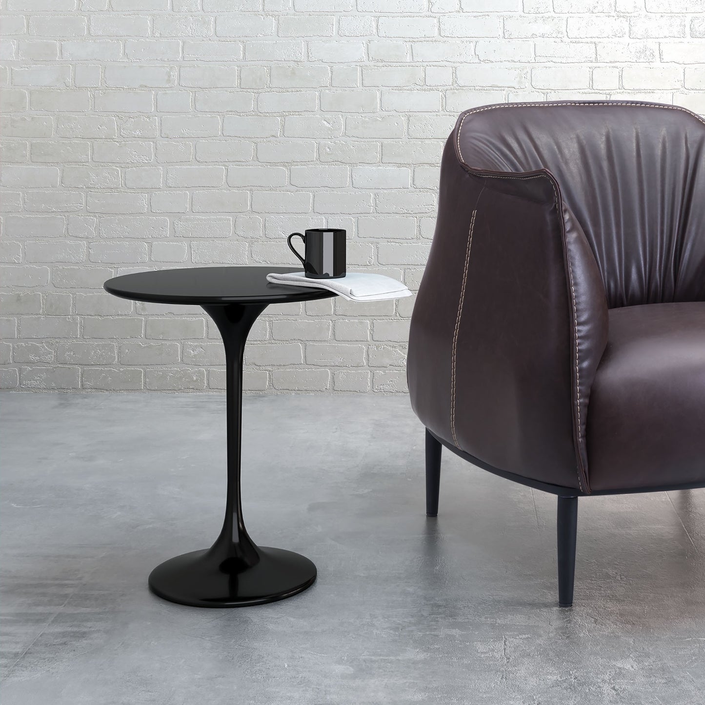 23" Black Manufactured Wood and Steel Round Pedestal End Table By Homeroots | End Tables | Modishstore - 4