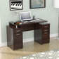 Espresso Finish Wood Computer Desk with Four Drawers By Homeroots | Desks | Modishstore