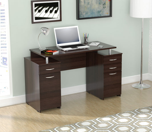 Espresso Finish Wood Computer Desk with Four Drawers By Homeroots | Desks | Modishstore