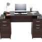 Espresso Finish Wood Computer Desk with Four Drawers By Homeroots | Desks | Modishstore - 3