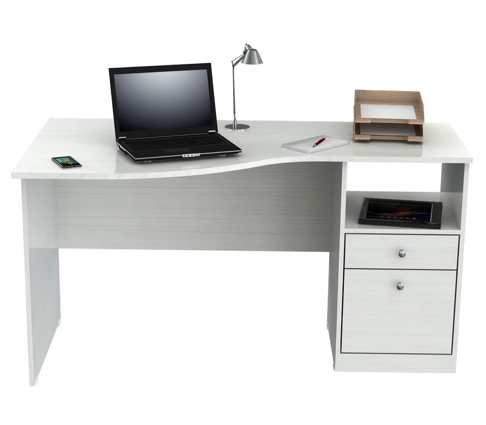 White Finish Wood Curved Top Writing Desk By Homeroots | Desks | Modishstore - 2