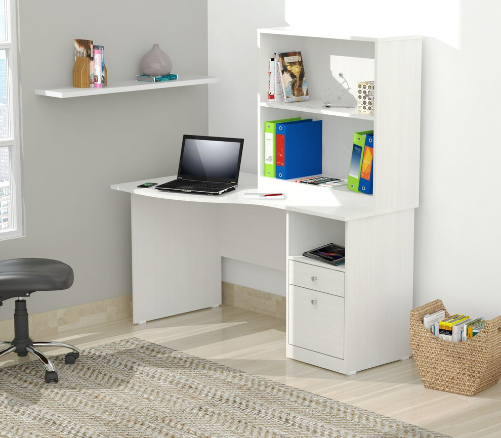 White Finish Wood Curved Top Writing Desk By Homeroots | Desks | Modishstore - 3