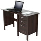 Espresso Finish Wood Writing Desk with Three Drawers By Homeroots | Desks | Modishstore - 3