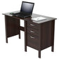 Espresso Finish Wood Writing Desk with Three Drawers By Homeroots | Desks | Modishstore - 4