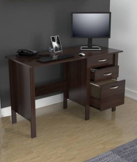 Espresso Finish Wood Writing Desk with Three Drawers By Homeroots | Desks | Modishstore