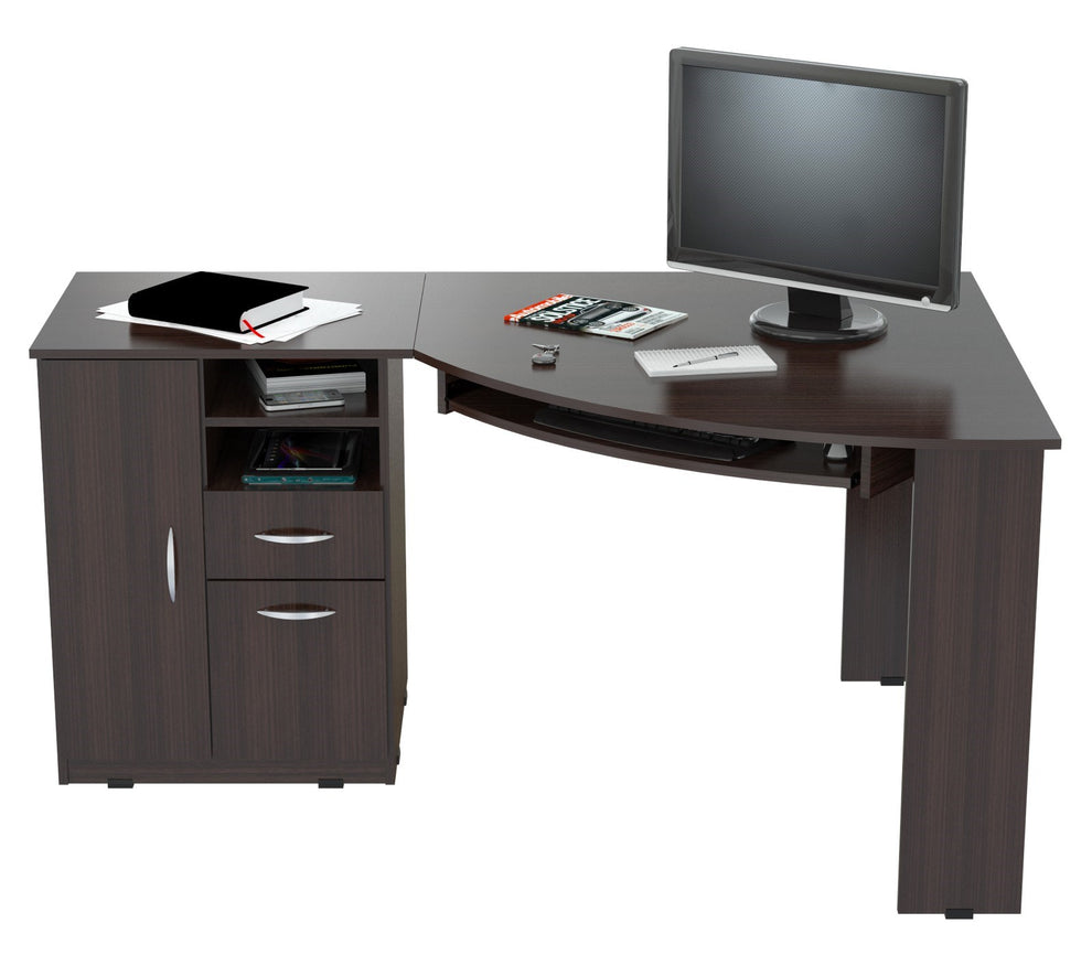 Espresso Finish Wood L Shape Corner Computer Desk By Homeroots | Desks | Modishstore - 2