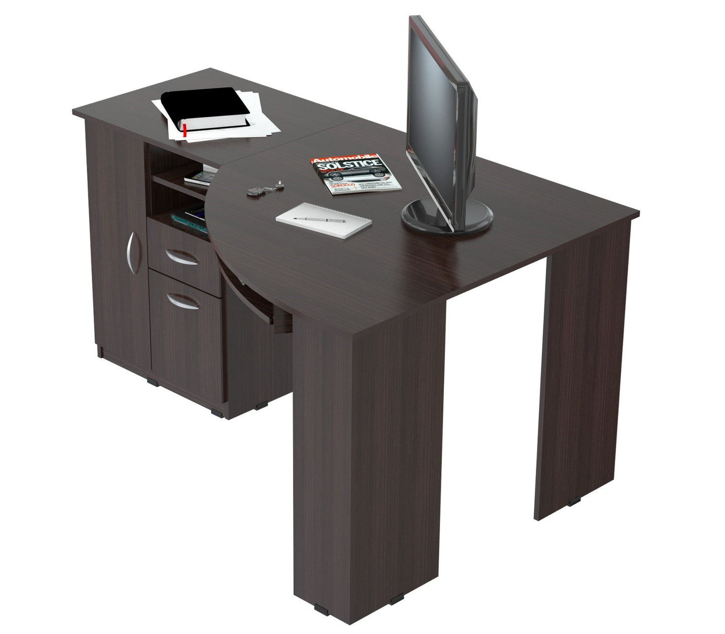 Espresso Finish Wood L Shape Corner Computer Desk By Homeroots | Desks | Modishstore - 3