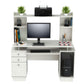 White Finish Wood Computer Desk with Hutch By Homeroots | Desks | Modishstore - 2