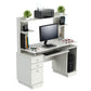 White Finish Wood Computer Desk with Hutch By Homeroots | Desks | Modishstore - 3