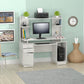 White Finish Wood Computer Desk with Hutch By Homeroots | Desks | Modishstore