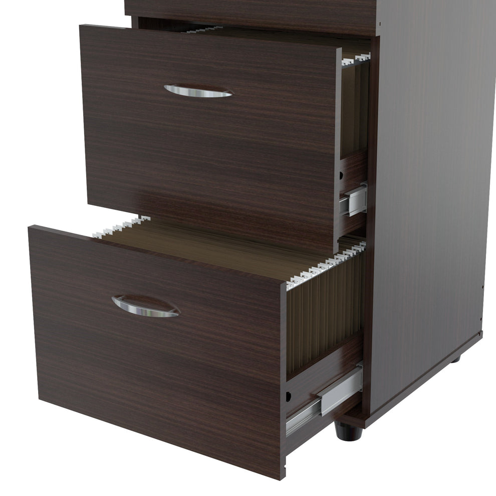 Espresso Wood Finish Four Large Drawer Filing Cabinet By Homeroots | Drawers | Modishstore - 5