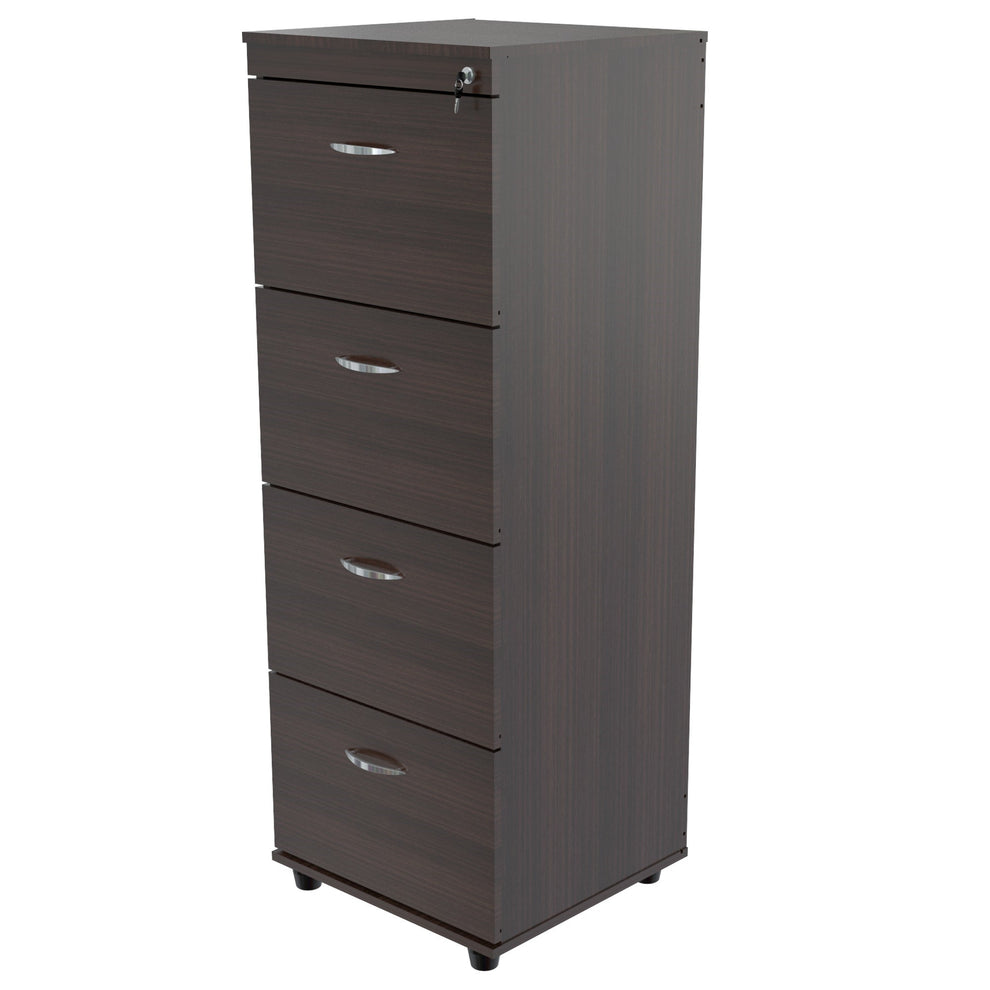 Espresso Wood Finish Four Large Drawer Filing Cabinet By Homeroots | Drawers | Modishstore - 2