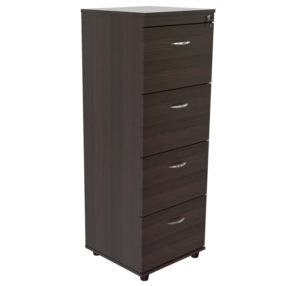 Espresso Wood Finish Four Large Drawer Filing Cabinet By Homeroots | Drawers | Modishstore - 3