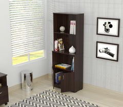 Espresso Finish Wood Three Self and Cabinet Bookcase By Homeroots