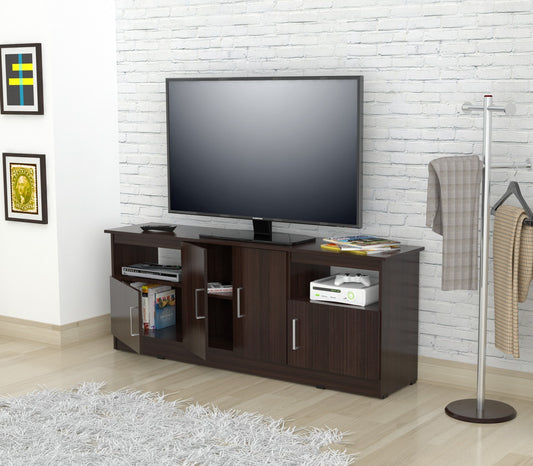 Espresso Finish Wood and Stainless Media Center TV Stand By Homeroots | TV Stands | Modishstore