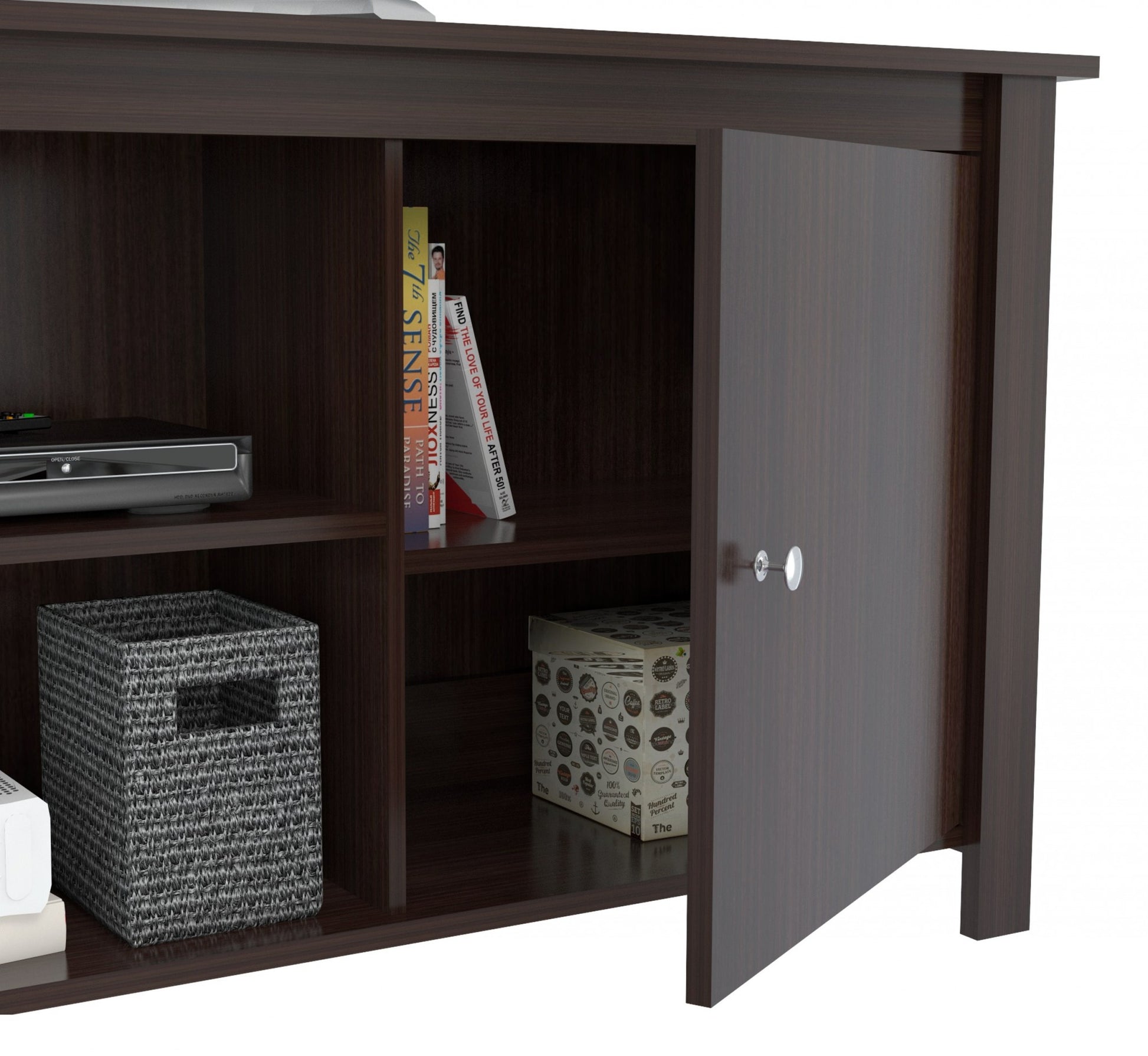 Espresso Finish Wood Media Center and TV Stand By Homeroots | TV Stands | Modishstore - 5