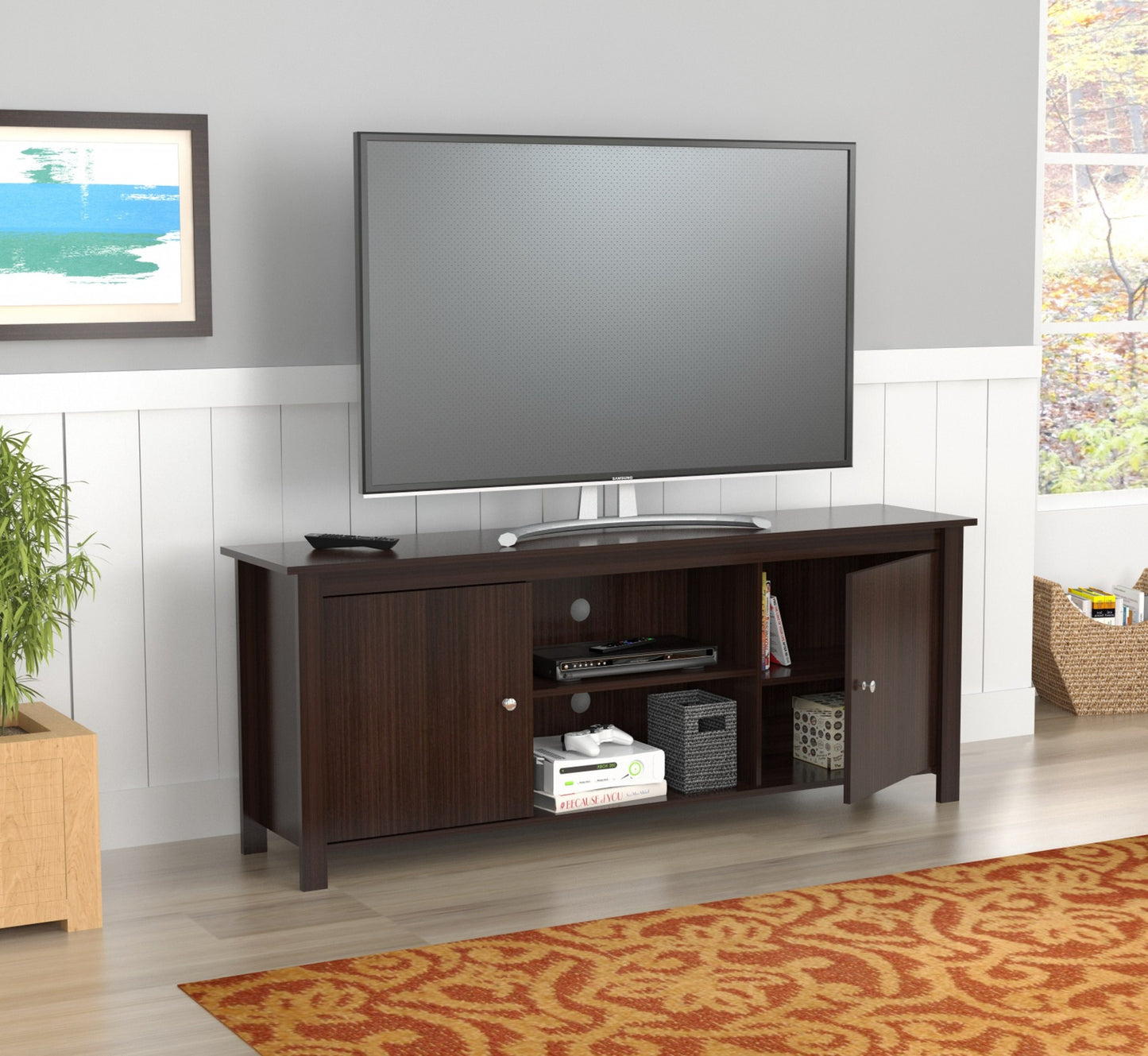 Espresso Finish Wood Media Center and TV Stand By Homeroots | TV Stands | Modishstore