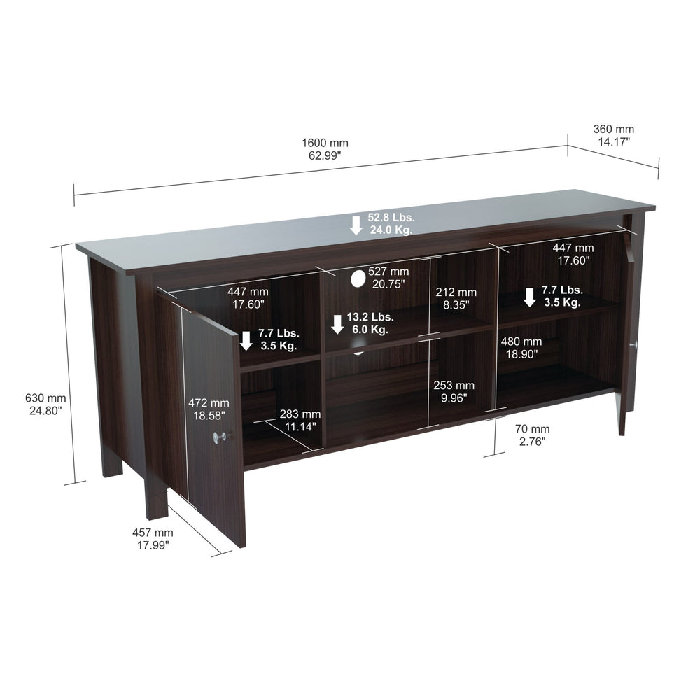 Espresso Finish Wood Media Center and TV Stand By Homeroots | TV Stands | Modishstore - 6