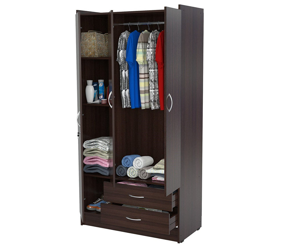 Espresso Finish Wood Wardrobe Armoire By Homeroots | Armoires & Wardrobes | Modishstore - 2