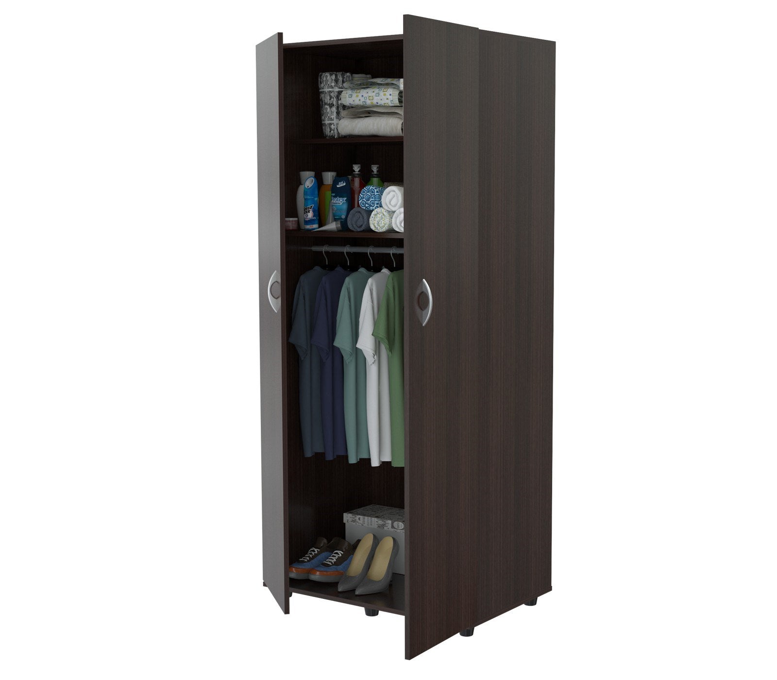 Espresso Finish Wood Wardrobe With Two Doors By Homeroots | Cabinets | Modishstore